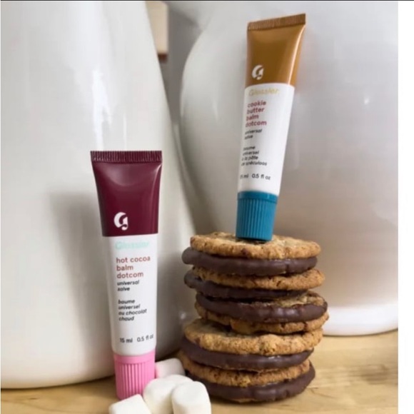Glossier Tinted Lip Balm Dotcom Set Espresso & Biscotti Duo BNIB - Picture 4 of 12